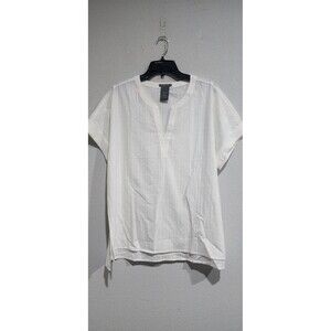 Matty M Shirt Adult X-Large White Split Neck Sheer Lightweight Summer Top Womens